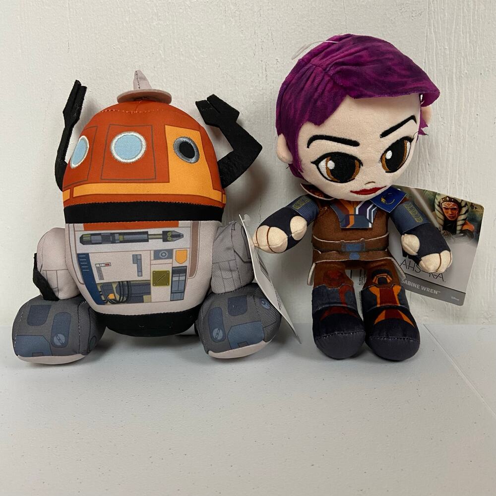 Star Wars Ashoka Plush Sabine Wren & Chopper C1-10P NWT
